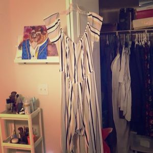 Striped high low romper